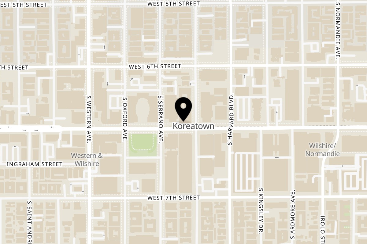 Map showing the location of ROLL roll Roll ROLL roll Roll on 3675 Wilshire Blvd C in Los Angeles